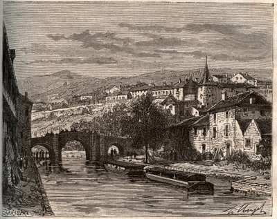 Nerac - Lot-et-Garonne - V.A. Malt-Brown tarafından “La France illustrée: coğrafya, tarih, istatistiksel yönetim” de gravür. 1884 by French School