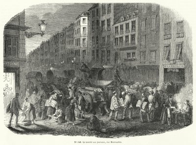 Gazete pazarı, Rue Montmartre, Paris (gravür) by French School