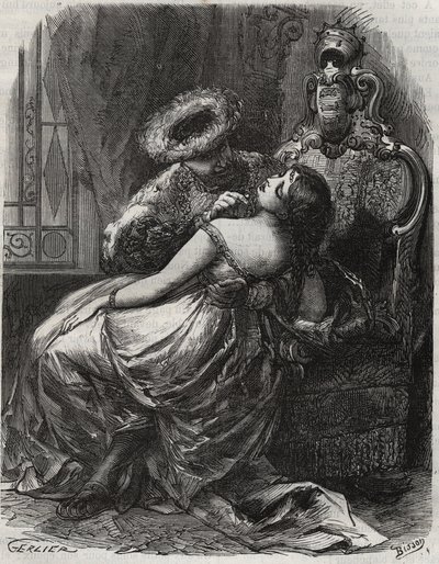 Güzel boyun! Bir celladın onu kesmekten mutlu olacağını! İngiltere Kralı VIII. Henry (1491-1547), eşi Catherine Parr (1512-1548) ile birlikte. Henry de Kock