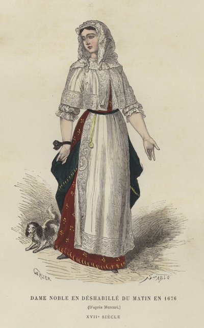Sabah elbiseli asil kadın, 1676 by French School