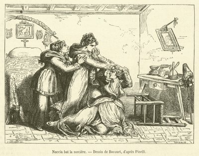 Nuccia bat la sorciere (gravür) by French School