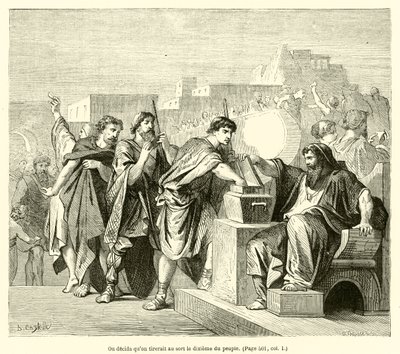 Halkın onda biri için kura çekilmesine karar verildi (gravür) by French School