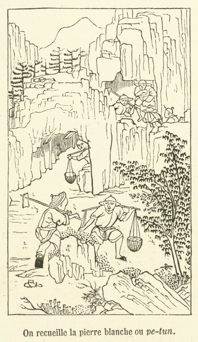 Beyaz taş veya pe-tun (gravür) topluyoruz by French School