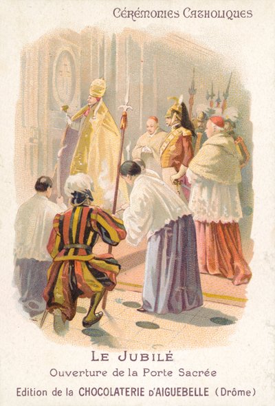 Papa tarafından kutsal kapının açılması, Jubilee (chromolitho) by French School