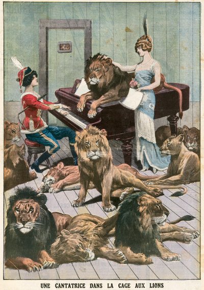 Bir aslan kafesinde opera sanatçısı by French School