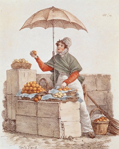 Turuncu satıcı, baskı, Fransa by French School