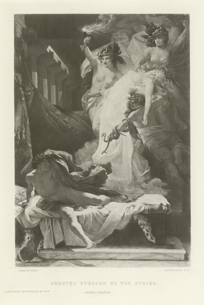 Öfkeler tarafından takip edilen Orestes (gravür) by French School