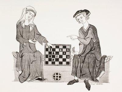 Othon IV, Marquis of Brandenburg, playing chess with his wife Hedwige de Habsbourg, from 