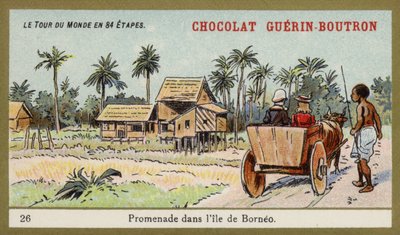 Borneo adasında öküz arabası yolculuğu (chromolitho) by French School