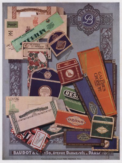 Ambalaj tasarımları Baudot et Cie, Paris (renkli lito) by French School