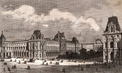 Paris Le Louvre - VA Malt-Brown'ın “La France illustree: coğrafya, tarih, yönetim istatistikleri” adlı gravürü. 1884 by French School