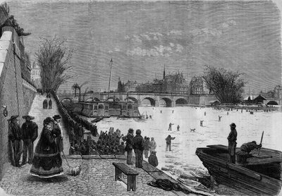 Paris, 1868 kışı: donmuş Seine. Pont Neuf