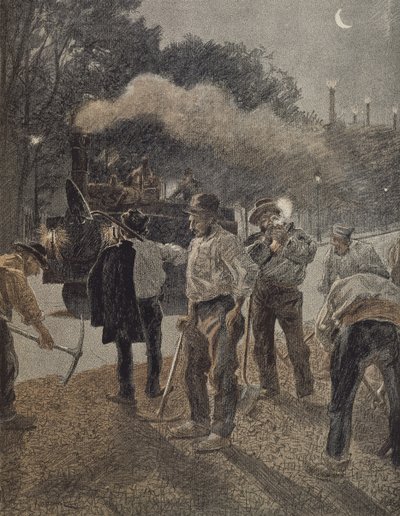Paris, gece çalışması, 19. yüzyıl sonu by French School