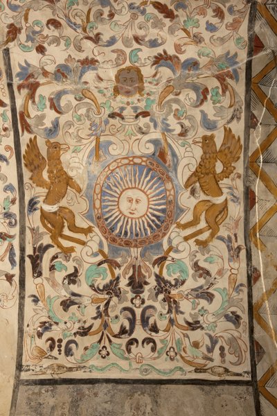 Bölge kilisesi (Solers Our Lady of Kilisesi). İç mekan. Nefler. Duvar resimleri. Detay. 16'ncı yüzyıl (?). by French School