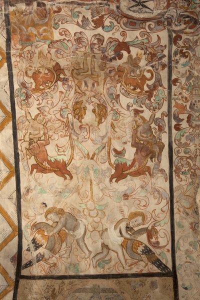 Bölge kilisesi (Solers Our Lady of Kilisesi). İç mekan. Nefler. Duvar resimleri. Detay. 16'ncı yüzyıl (?). by French School