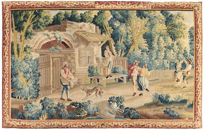 Pastoral goblen, Aubusson, 18. yüzyıl ortası by French School