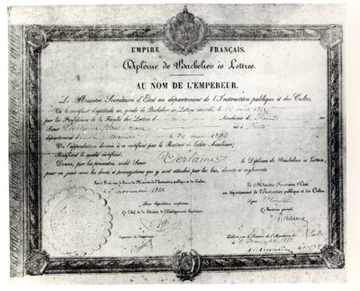 Paul Verlaines Baccalaureat, 1862 (kağıt üzerine kalem ve mürekkep) by French School