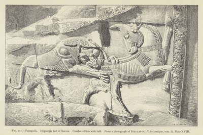 Persepolis, Xerxes Hipostil salonu, Aslanla boğa savaşı by French School