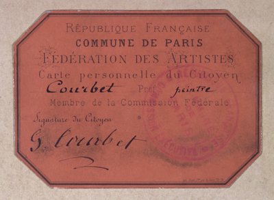 Paris Komünü sırasında Paris Sanatçılar Federasyonu tarafından verilen ve Gustave Courbet