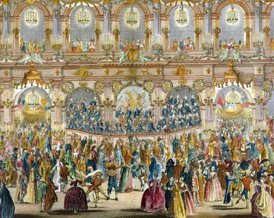 Hotel de Ville Avlusunda inşa edilen Balo Salonunun Perspektif Görünümü by French School