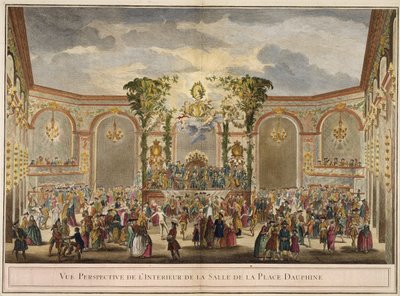 Dauphine Meydanının Odasının Perspektif Görünümü (renkli gravür) by French School