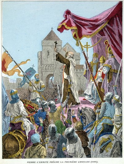 Peter the Hermit, 1095'te 1. Haçlı Seferi'ni vaaz ediyor by French School