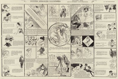 Resimli Sınıflandırılmış Reklamlar (gravür) by French School