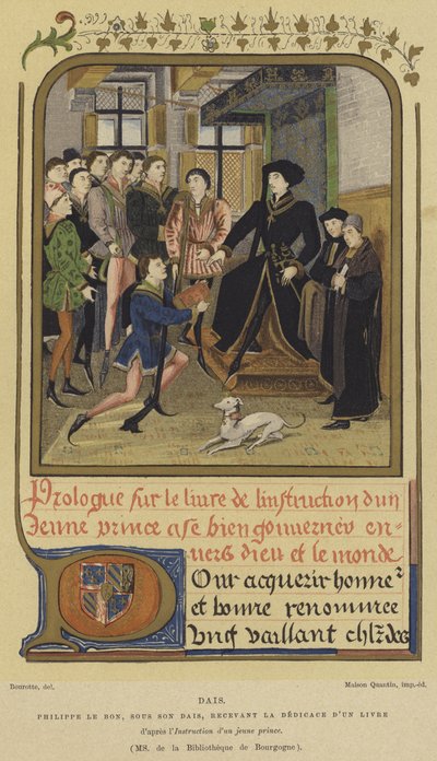 Philip the Good, Burgonya Dükü, bir kürsüye oturmuş bir kitap alıyor, 15. Yüzyıl by French School