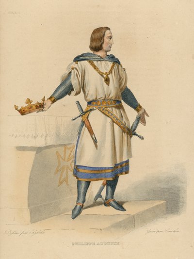 Philippe Auguste (renkli gravür) by French School