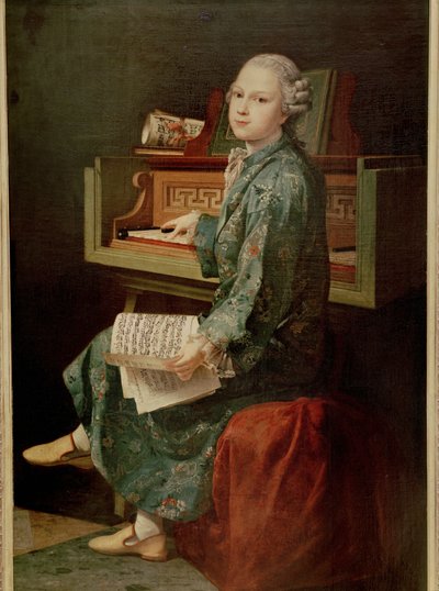 Mozart olduğu söylenen piyanodaki genç bir adamın resmi ... by French School