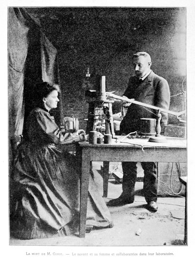 Pierre (1859-1906) ve Marie (1867-1934) Curie Laboratuvarlarında by French School