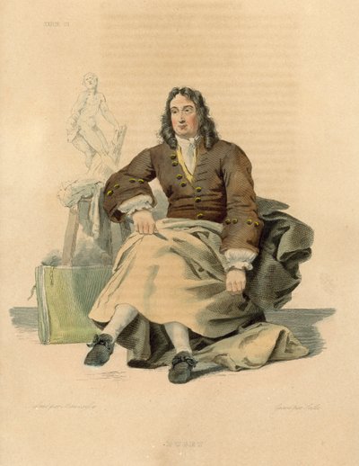 Pierre Puget (renkli gravür) by French School