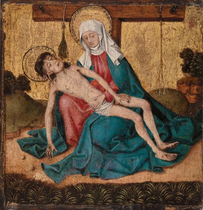 Pieta (panelde tempera ve altın varak) by French School