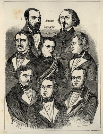 Placard seçim 1848 - Fransız cumhuriyetçi politikacılar by French School