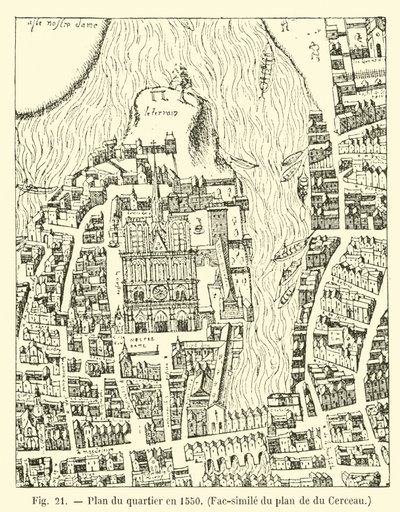 1550 yılında ilçe planı, du Cerceau planının tıpkıbasımı by French School