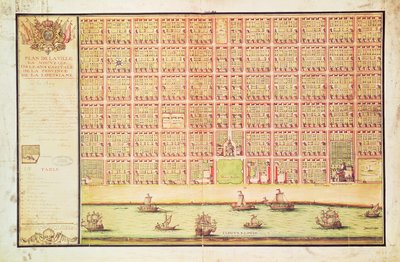 New Orleans Planı, 1738 (kağıt üzerinde wc) by French School