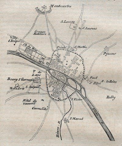 Philippe Auguste altında Paris Planı by French School