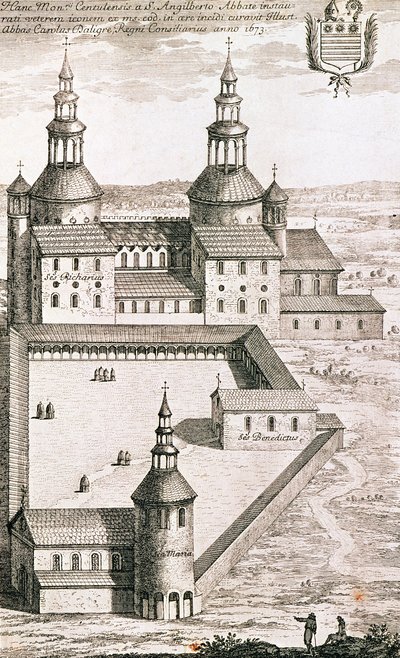 1673 yılında Saint-Riquier Benediktin Manastırı Planı by French School