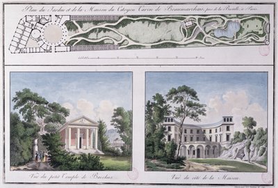 Lemoine tarafından Pierre Augustin Caron de Beaumarchais (1732-99) için inşa edilen bahçe ve evin planı, c.1784 by French School