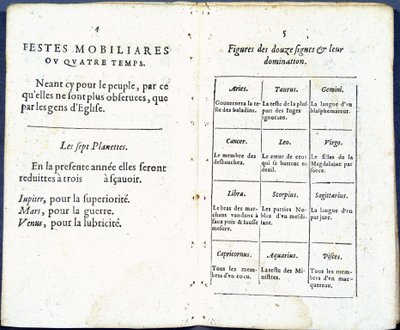 Gezegenler ve astrolojik işaretler esprili bir şekilde ele alındı - Jean Guerin tarafından “Almanach pour le temps passe” by French School