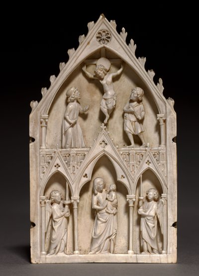 Plaket: Çarmıha Gerilme ve Meleklerle Bakire ve Çocuk, c.1250-1270 by French School
