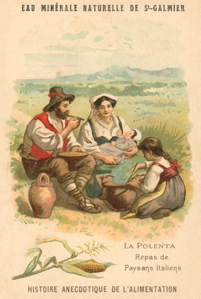 Polenta, İtalyan köylülerinin yemeği (chromolitho) by French School