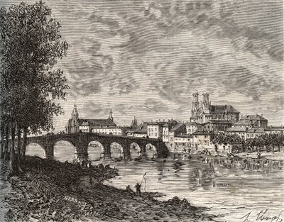 Pont-a-Mousson (Pont a Mousson) - Meurthe-et-Moselle - V.-A. Malt Brown. 1884 by French School