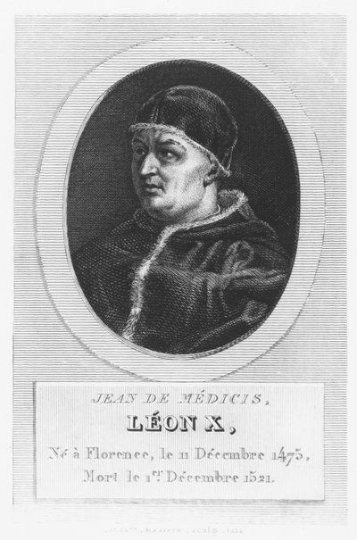 Papa Leo X, Giovanni di Lorenzo de Medici (gravür) by French School
