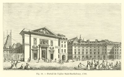 Saint-Barthelemy kilisesinin portalı, 1789 by French School