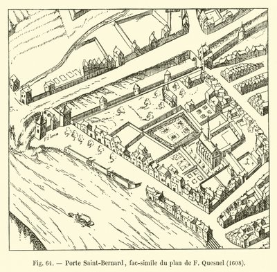 Porte Saint-Bernard, F Quesnel tarafından yapılan planın tıpkıbasımı, 1608 by French School