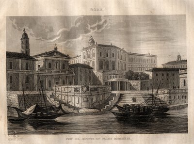Porto di Ripetta ve Palazzo Borghese - Roma - “” Pitoresk İtalya”dan Gravür - İtalya
