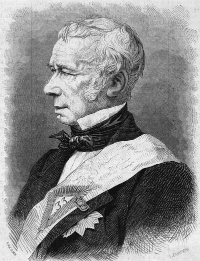 Jean Pons Guillaume Viennet (1777-1868), Fransız politikacı, şair ve oyun yazarı, Academie Francaise üyesi portresi. 4 Temmuz 1868 tarihli ""Le Monde Illustre"" n°586