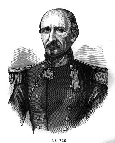 Adolphe Le Flo (1804-1887), Fransız ordusunun generali ve politikacısının portresi. Gravür “Les Illustrations De L