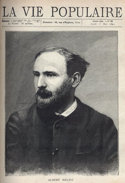 Albert Delpit (1849-1893), romancı ve oyun yazarı portresi. “La vie populaire”de gravür” by French School